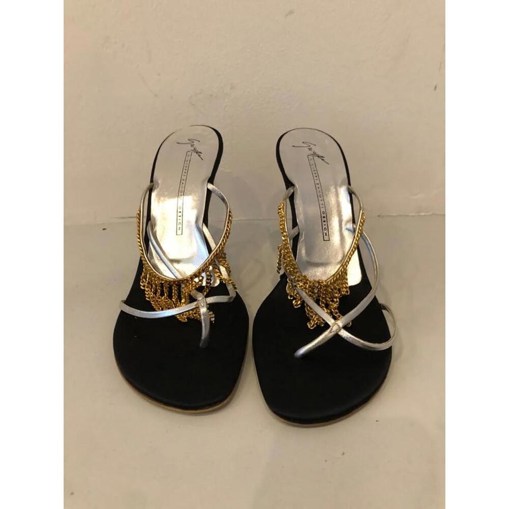 Giuseppe Zanotti Design Silver and Black with gold embelishment heels